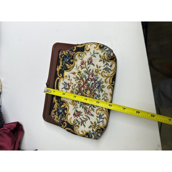 1980s Petit Point Berta Floral Style Tapestry Clutch - Picture 8 of 10
